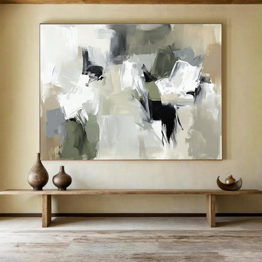 Neutral Toned Abstract Blocks Art for Minimalist Living Room & Serene Meditation Space SC245