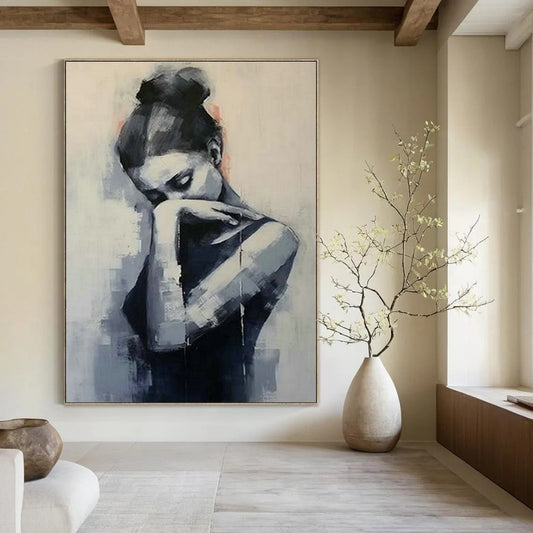 Monochrome Woman Painting for Bedroom & Office DLZ0361