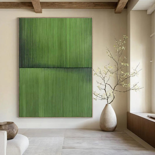 Green Vertical Lines Art for Eco - Friendly Home Study Spaces & Plant - Filled Work-from-Home Nooks DLZ0298