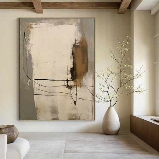 Neutral Geometric Abstract Art for Industrial - Chic Loft & Contemporary Art Gallery DLZ0856