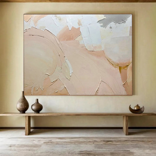 Light Pink Relief Abstract Art for Luxury Bridal Suite Lounges DLZ2570