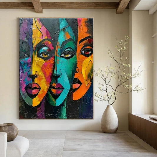 Colorful Portrait Abstract Art for Bohemian Café & Cultural Community Center DLZ1740
