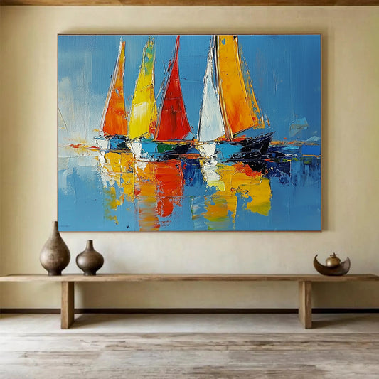 Colorful Sailboats Art for Nautical - Themed Restaurant & Coastal Home Den SC274