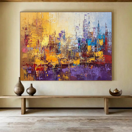 Vibrant Cityscape Abstract Art for Urban Loft & Traveler’s Study SC355