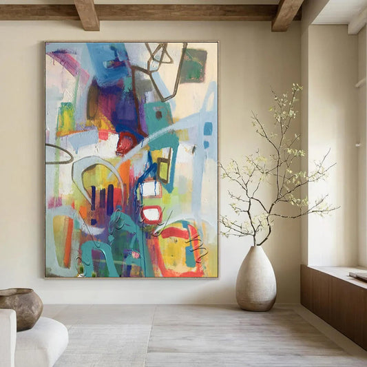 Colorful Geometric Abstract Art for Art School Classroom & Trendy Coworking Space DLZ1774