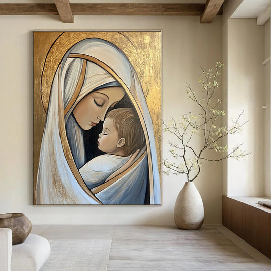 Madonna and Child Art for Religious Institution & Serene Home Prayer Room STSC1434