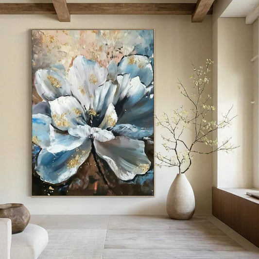 Blue - White Floral Art for Luxury Spa & Elegant Bedroom DLZ2335