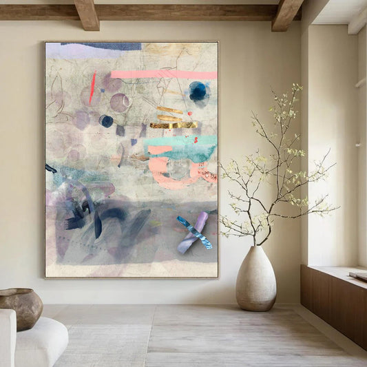 Soft - Color Collage Art for Bohemian Home Reading Nooks DLZ0160