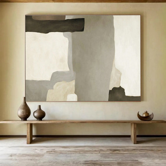 Gray - Brown Geometric Abstract for Minimalist Living Room DLZ2991