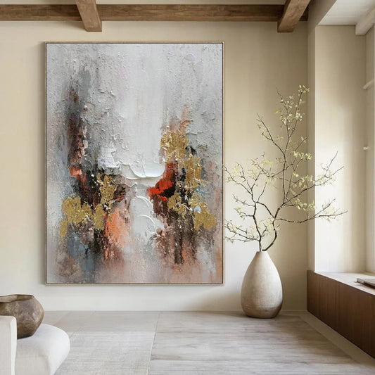 Colorful Gold - Accented Abstract Art for Luxury Hotel Suite & Home Dining Room DLZ1175