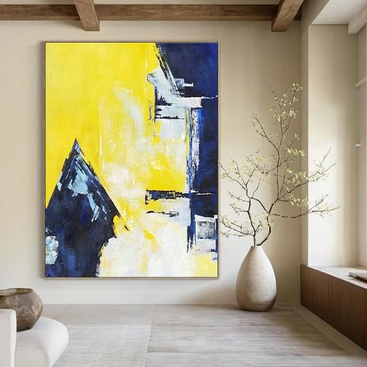 Yellow - Blue Abstract Art for Office & Living Room DLZ0327