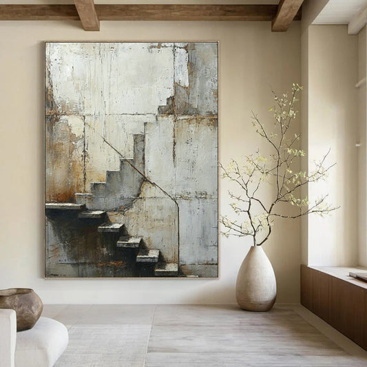 Weathered Wall & Stairs Realistic Art for Living Room & Office Hallway DLZ0523