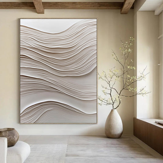 White Wavy Textures for Minimalist Bedroom & Contemporary Art Exhibition STSC965