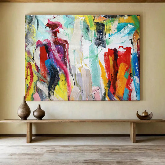Colorful Figure Abstract Art for Bohemian - Chic Café Community Spaces DLZ2685