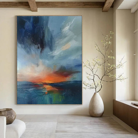 Blue - Orange Seaside Art for Coastal Home Master Bedrooms DLZ0124