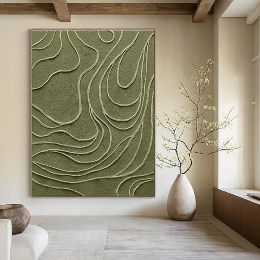 Olive Green Line - Texture Art for Nature - Inspired Home Entryways DLZ0236