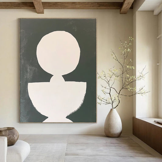 Abstract White Forms on Black for Modern Living Room & Art Gallery STSC1250