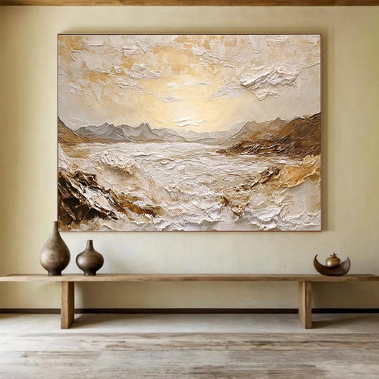 3D Golden Landscape Art for Luxe Living Room with Earthy Tones DLZ2842