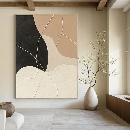 Textured Neutral Abstract Shapes for Minimalist Living Room & Contemporary Art Studio STSC468