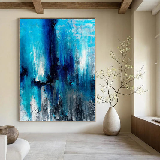 Blue - Toned Abstract Art for Coastal Home Bedroom Relaxation Corners DLZ0023