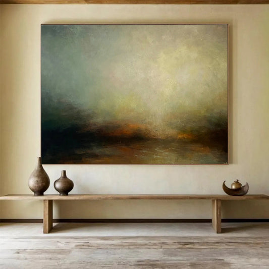 Hazy Landscape Oil Painting for Zen - Inspired Meditation Room Corners DLZ3157