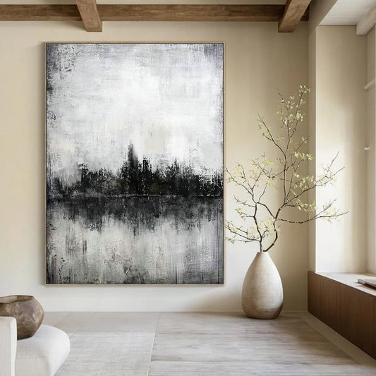 Monochrome Landscape Art for Rustic Home Library & Nature - Themed Café DLZ2054