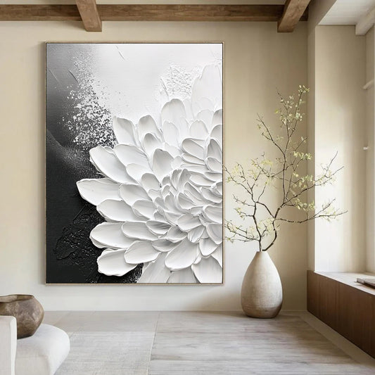 White Flower with Gray Accents for Modern Bedroom & Contemporary Living Room STSC518