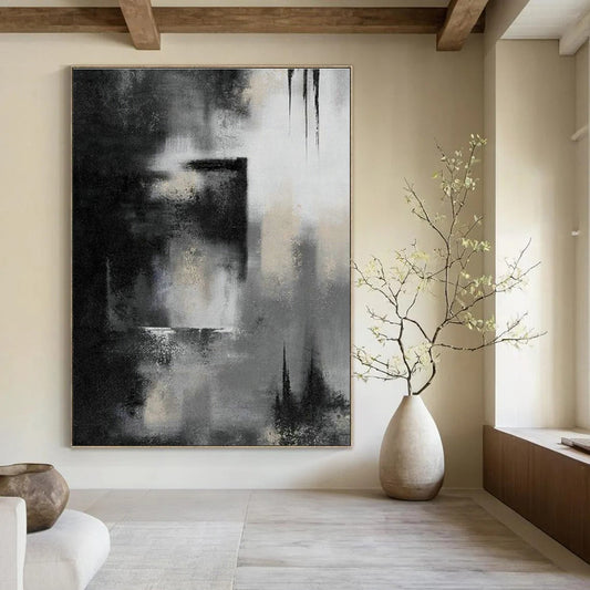 Black - White Abstract Art for Industrial Office Reception Areas DLZ0076