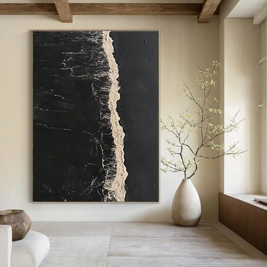 Black and White Textured Art for Minimalist Home Entryway & Contemporary Art Gallery STSC1044