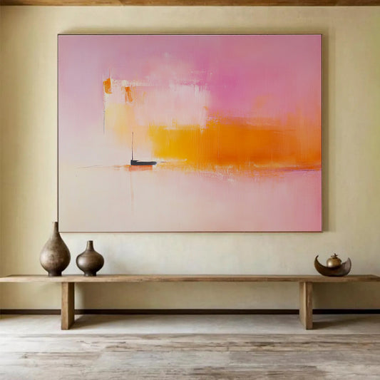 Pink - Toned Boat Abstract Art for Coastal Bedroom & Relaxing Lounge SC330