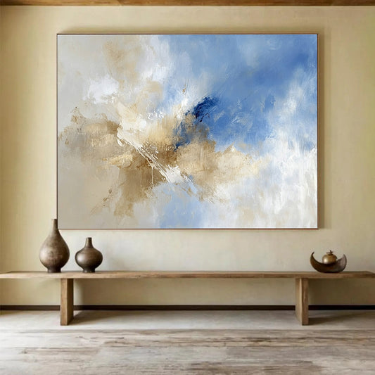 Blue - Beige Abstract Art for Modern Living Room & Luxury Hotel Lounge SC020