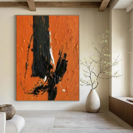 Bold Orange - Black Abstract Art for Industrial Loft & Art - Forward Bar DLZ1445