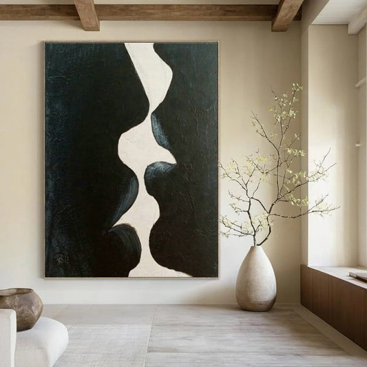 Black - White Abstract Kiss Art for Modern Love - Themed Café & Art - Themed Bedroom DLZ2114