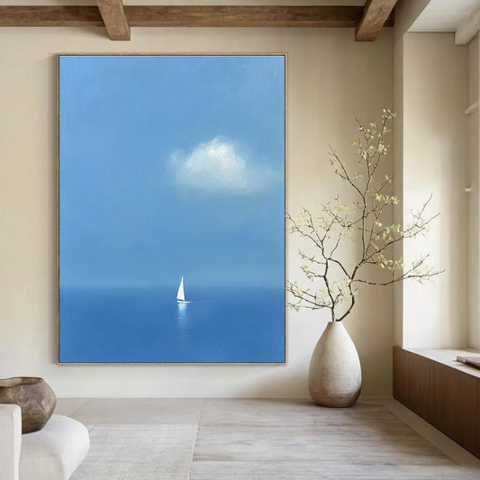 Solitary Sailboat at Sea for Minimalist Living Room & Relaxation Lounge STSC1255