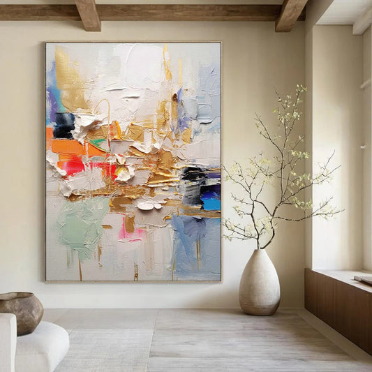 Colorful Thick - Paint Abstract Art for Creative Studio & Bohemian Restaurant DLZ1063