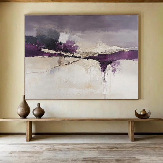 Purple and Gray Abstract Art for Modern Bedroom & Artistic Lounge SC316