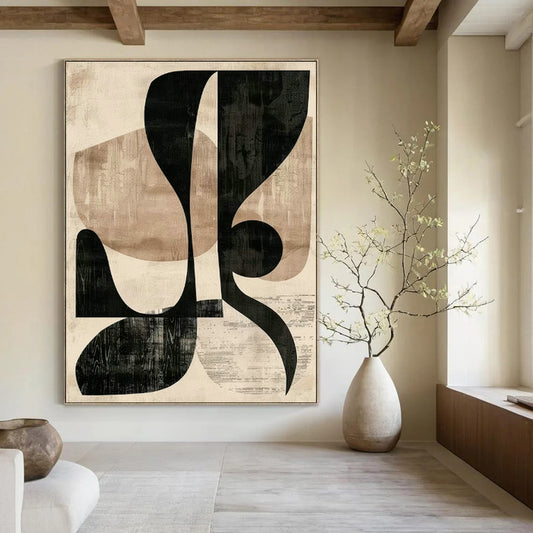 Black - Beige Geometric Abstract for Minimalist Home & Design Studio DLZ0578