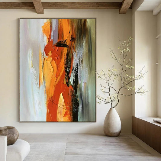 Orange - Yellow Dynamic Abstract Art for Fitness Studio & Sunny Breakfast Nook DLZ1456