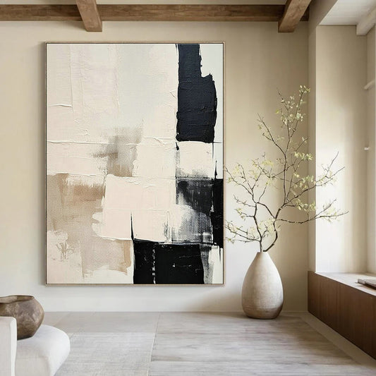 Beige - White - Black Abstract Art for Scandinavian - Style Home & Modern Art Café DLZ1875