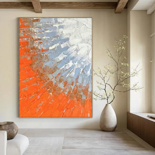 Orange and Blue Textured Art for Rooftop Terrace & Fitness Studio DLZ0613