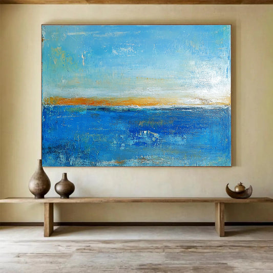Blue - Orange Sea Abstract Art for Seaside Resort & Meditation Space SC034
