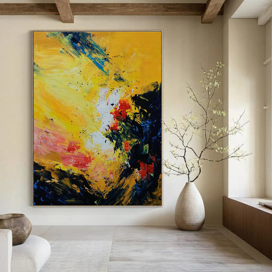 Yellow - Based Color Splash Abstract Art for Tropical Vacation Home & Artistic Community Center DLZ1349