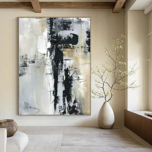 Black - Gray - White Abstract Art for Industrial Loft & Art Gallery Hallway DLZ1681