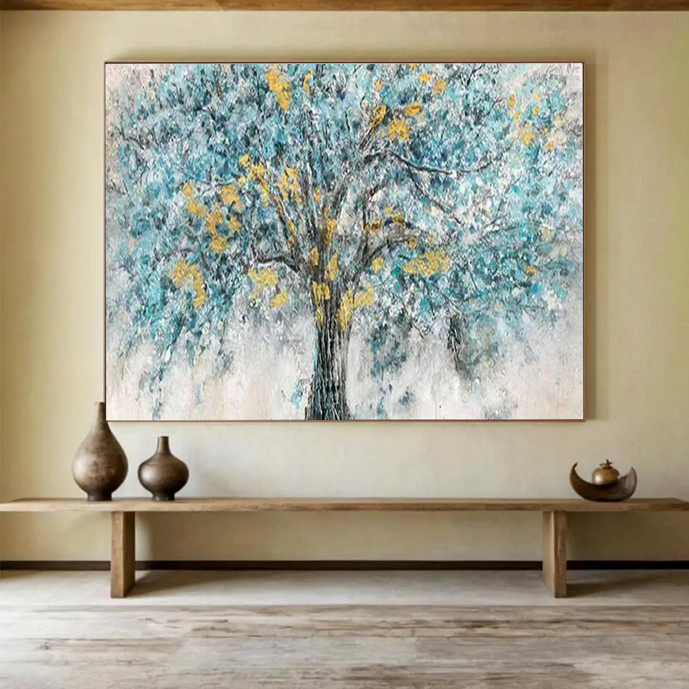 Blue - Gold Tree Art for Bohemian - Style Home Office Creative Corners DLZ3273