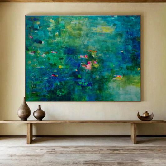 Green - Blue Deep Abstract Art for Calming Meditation Spaces DLZ2421