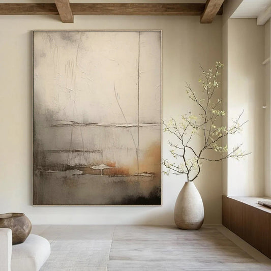 Gray - White Abstract Art for Scandinavian - Style Nursery & Calming Wellness Spa DLZ1583