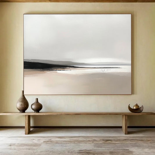 Minimalist Gray Landscape Art for Modern Spa Retreat & Calm Reading Nook SC092