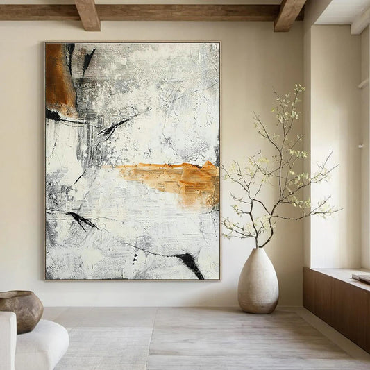Gray - Orange Abstract Art for Industrial Loft & Contemporary Art Show DLZ2138