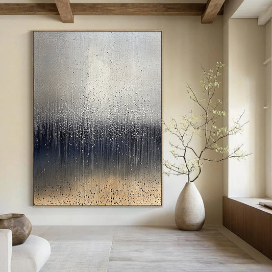 Silver Drip Abstract Art for Contemporary Gallery & Modern Office Lobby STSC1399