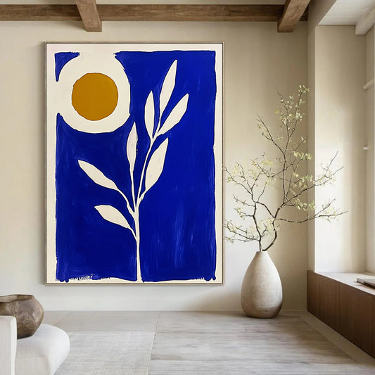 Blue Botanical with White and Gold Circle for Luxury Spa & Bohemian - Chic Bedroom STSC921